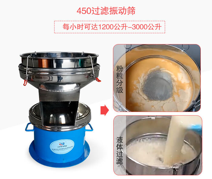 450過濾振動篩粉狀，液體物料篩分過濾展示圖